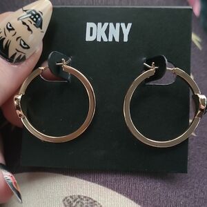 DKNY Shiny Gold Hoop Earrings